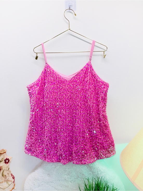 Tops - Pink Velvet 💞 Sequin Camisole Dance Summer Party Eye Candy 🍬 Tank Dress Top